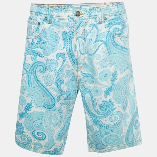 Etro Blue Paisley Print Demin Bermuda Shorts S Waist 33" - Etro - Modalova