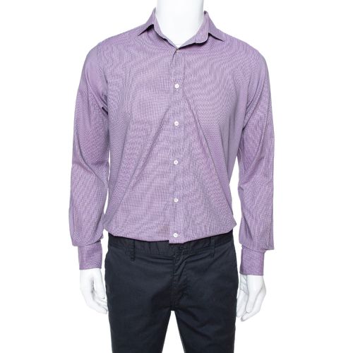 Etro Purple Houndstooth Pattern Cotton Long Sleeve Shirt M - Etro - Modalova