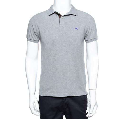 Etro Grey Cotton Logo Embroidered Polo T-Shirt S - Etro - Modalova