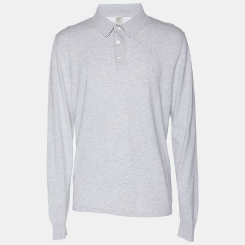 Eleventy Grey Knit Button Full Sleeve Polo T-Shirt L - Eleventy - Modalova