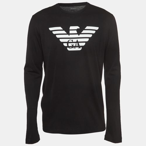 Emporio Armani Black Logo Print Pima Cotton Long Sleeve T-Shirt XXXL - Emporio Armani - Modalova