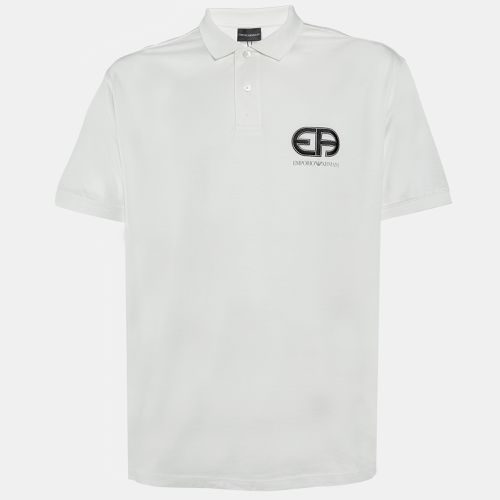 Emporio Armani White Jersey Logo Embroidered Polo T-Shirt 3XL - Emporio Armani - Modalova