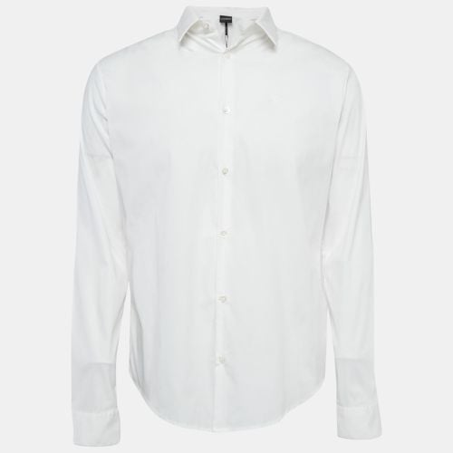 Stretch Cotton Button Front Shirt L - Emporio Armani - Modalova