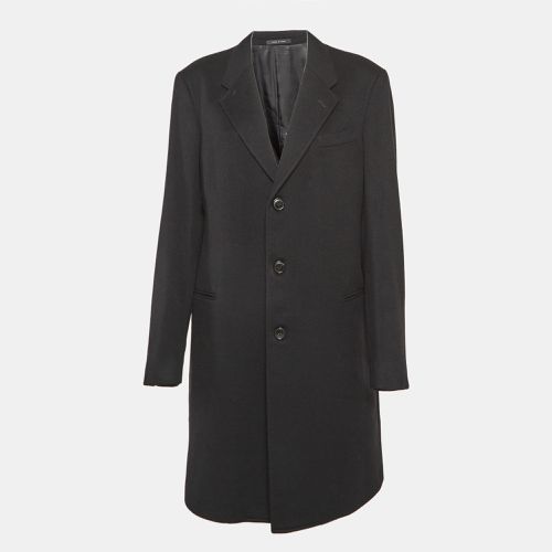 Emporio Armani Black Cashmere Felt Long Coat XL - Emporio Armani - Modalova