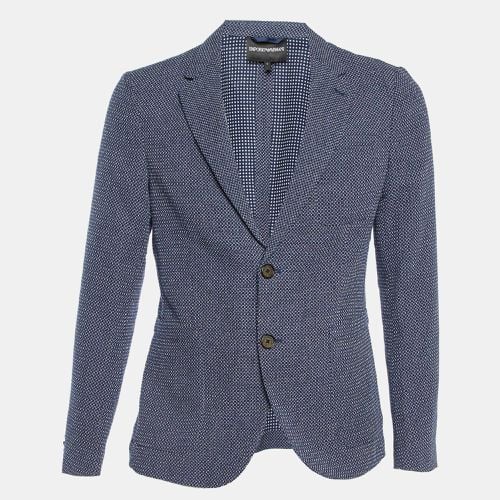 Emporio Armani Blue Patterned Cotton Single Breasted Blazer S - Emporio Armani - Modalova