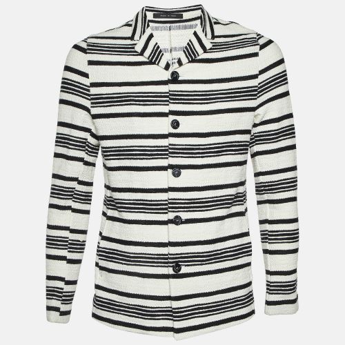 Emporio Armani Monochrome Striped Cotton Button Front Jacket L - Emporio Armani - Modalova