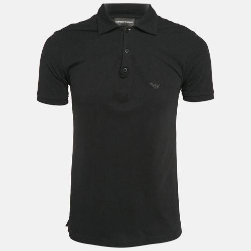 Emporio Armani Black Cotton Pique Polo T-Shirt L - Emporio Armani - Modalova