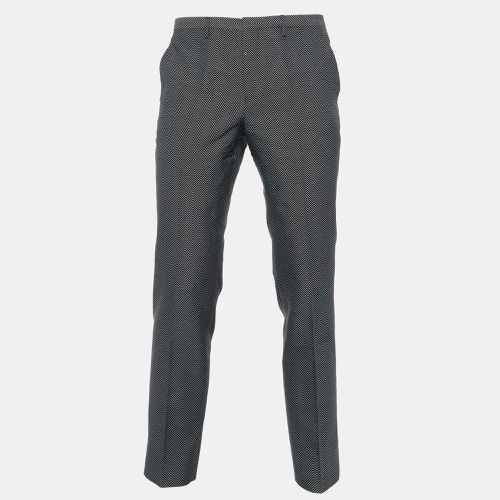 Emporio Armani Black Herringbone Wool & Silk Tailored Trousers M - Emporio Armani - Modalova