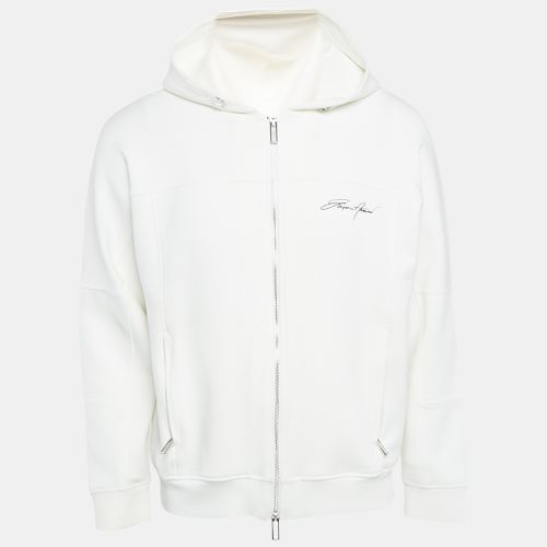 Emporio Armani White Neoprene Zip-Up Hoodie M - Emporio Armani - Modalova