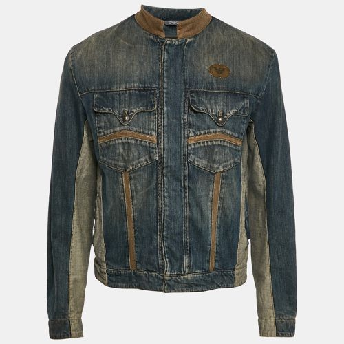 Emporio Armani Blue Washed Denim Button Front Jacket L - Emporio Armani - Modalova