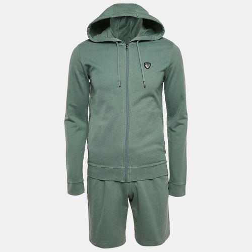 Emporio Armani Green Cotton Hooded Jacket and Shorts Set M - Emporio Armani - Modalova