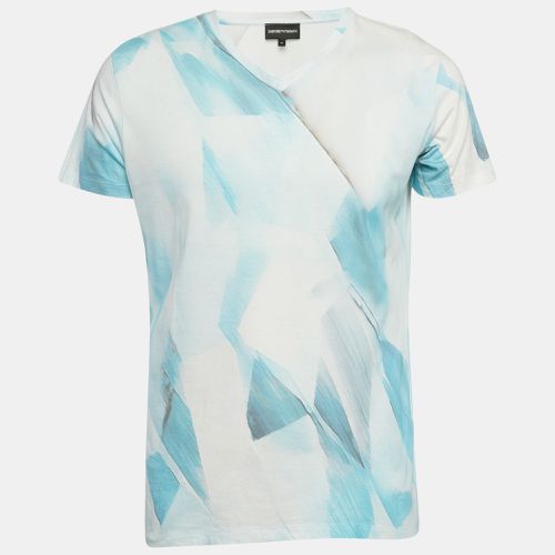 Emporio Armani Blue Printed Cotton T-Shirt XL - Emporio Armani - Modalova