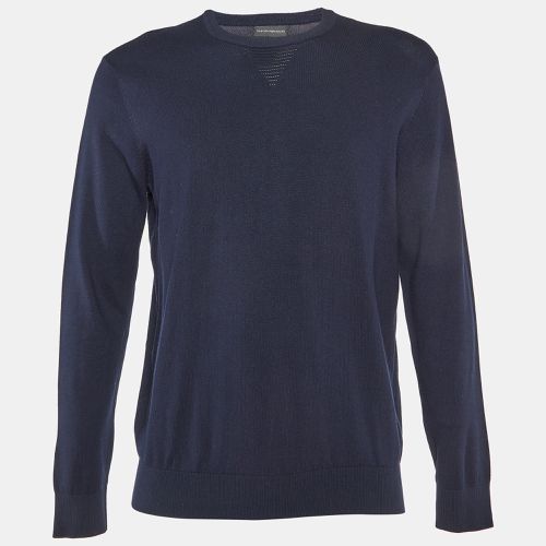 Emporio Armani Navy Blue Knit Crew Neck Sweater M - Emporio Armani - Modalova