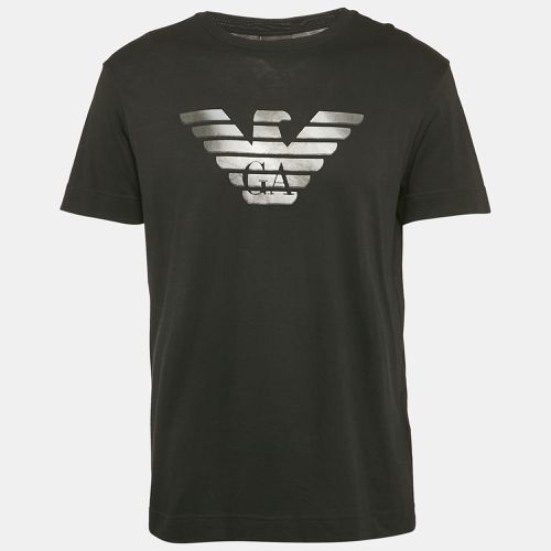 Emporio Armani Black Logo Print Cotton Crew Neck T-Shirt XL - Emporio Armani - Modalova