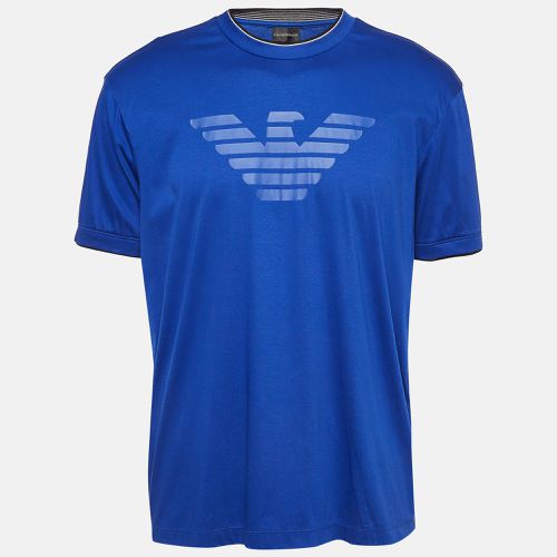 Emporio Armani Blue Logo Print Jersey T-Shirt XXL - Emporio Armani - Modalova