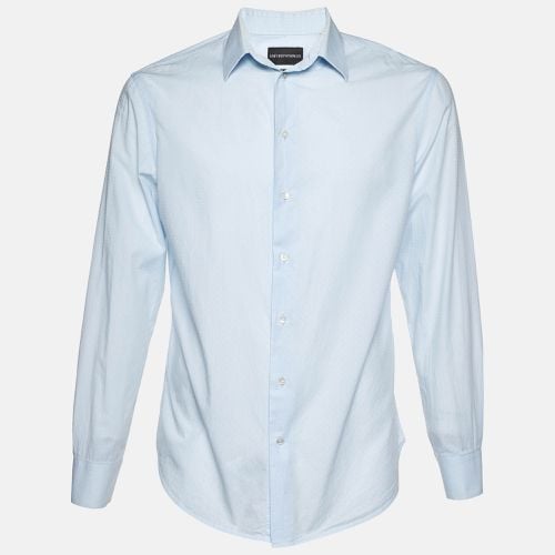 Emporio Armani Blue Patterned Cotton Shirt M - Emporio Armani - Modalova