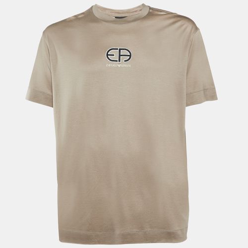 Emporio Armani Brown Jersey Logo Embroidered Crew Neck T-Shirt 3XL - Emporio Armani - Modalova