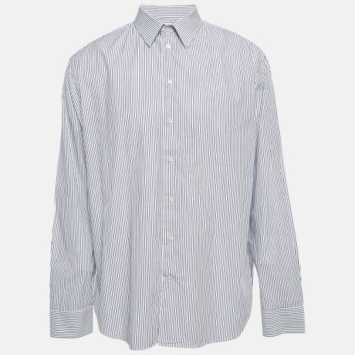 Emporio Armani Blue Pinstripe Cotton Modern Fit Shirt XXXL - Emporio Armani - Modalova