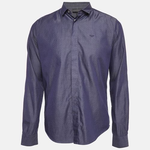 Emporio Armani Blue Dotted Cotton Button Up Slim Fit Shirt L - Emporio Armani - Modalova