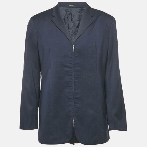 Emporio Armani Blue Wool Zip-Up Blazer L - Emporio Armani - Modalova
