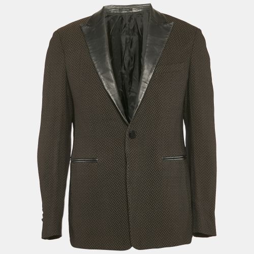 Emporio Armani Black/Brown Patterned Wool Blend Single Breasted Blazer L - Emporio Armani - Modalova