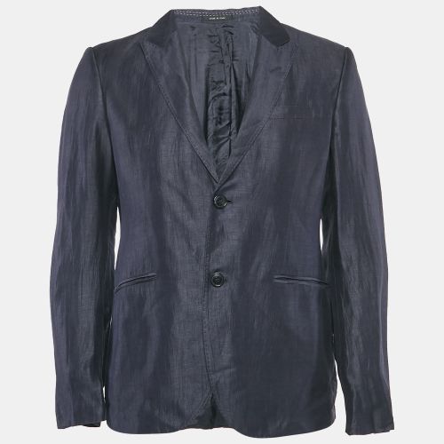 Emporio Armani Blue Line Blue Linen Single Breasted Blazer M - Emporio Armani - Modalova