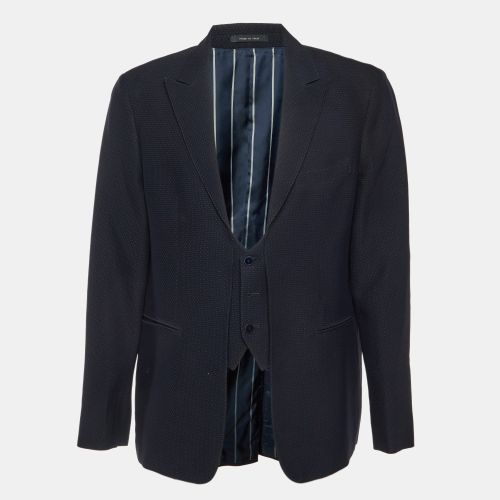 Emporio Armani Navy Blue Dotted Wool Vest Detail Blazer XXL - Emporio Armani - Modalova