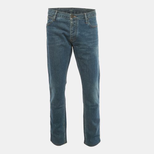 Emporio Armani Blue Washed Denim Tapered Fit Jeans XXL Waist 38" - Emporio Armani - Modalova