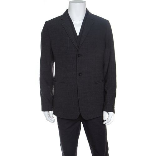 Emporio Armani Grey Textured Wool Double Lapel Blazer XXL - Emporio Armani - Modalova