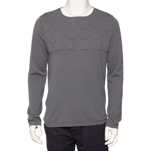 Emporio Armani Grey Embossed Knit Round Neck Sweater L - Emporio Armani - Modalova