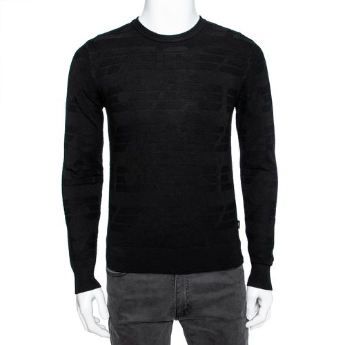 Emporio Armani Black Textured Knit Long Sleeve Crew Neck Sweater XS - Emporio Armani - Modalova