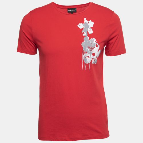 Emporio Armani Red Cotton Printed Crew Neck T-Shirt M - Emporio Armani - Modalova