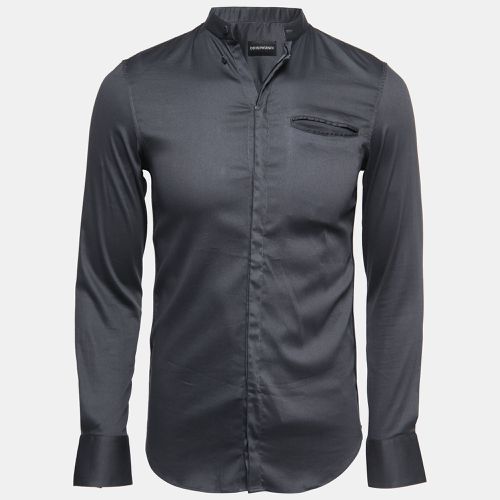 Emporio Armani Grey Cotton Button Front Long Sleeve Shirt S - Emporio Armani - Modalova