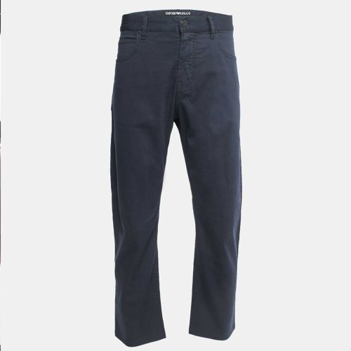 Emporio Armani Navy Blue Cotton Regular Fit Trousers XXL - Emporio Armani - Modalova