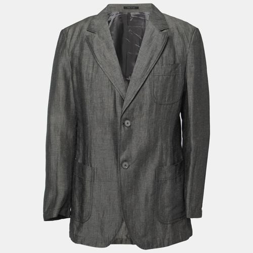 Emporio Armani Grey Linen Blend Single Breasted Blazer XXL - Emporio Armani - Modalova