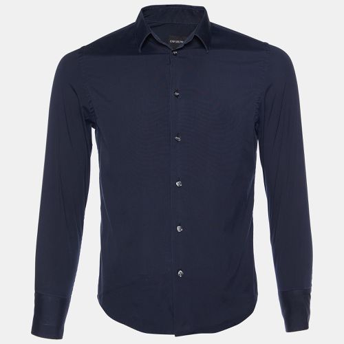 Emporio Armani Navy Blue Cotton Button Front Shirt M - Emporio Armani - Modalova