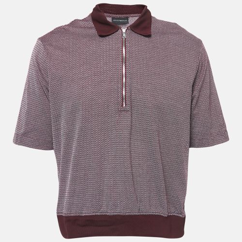 Emporio Armani Burgundy Patterned Cotton Polo T-Shirt XXL - Emporio Armani - Modalova