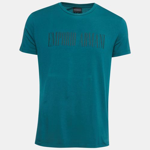 Emporio Armani Dark Green Logo Print Cotton Half Sleeve T-Shirt XXL - Emporio Armani - Modalova