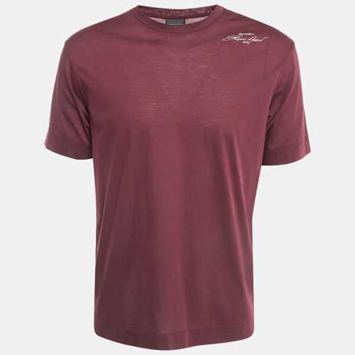 Emporio Armani Burgundy Printed Cotton T-Shirt L - Emporio Armani - Modalova