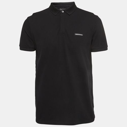 Emporio Armani Black Cotton Logo Patch Polo T-Shirt M - Emporio Armani - Modalova