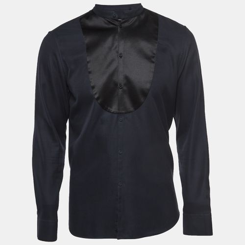 Emporio Armani Navy Blue Satin Full Sleeve Shirt L - Emporio Armani - Modalova