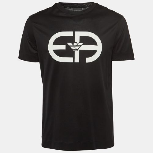 Emporio Armani Black r-EAcreate Logo Print Tencel Crew Neck T-Shirt L - Emporio Armani - Modalova