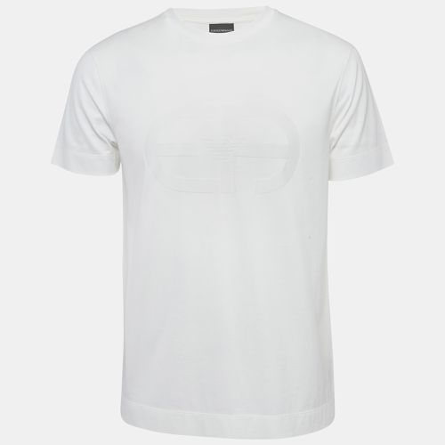 Emporio Armani White r-EAcreate Logo Intarsia Cotton Crew Neck T-Shirt L - Emporio Armani - Modalova