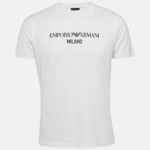 Emporio Armani White Logo Print Cotton Crew Neck T-Shirt L - Emporio Armani - Modalova