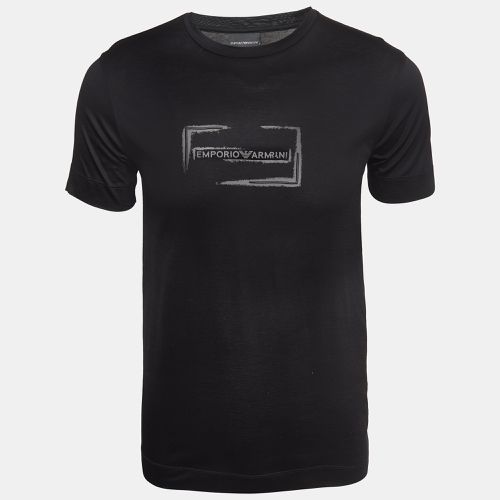 Emporio Armani Black Logo Printed Cotton Knit Crew Neck T-Shirt XS - Emporio Armani - Modalova