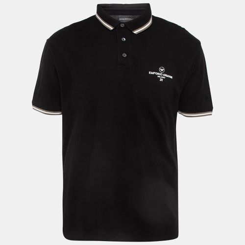 Emporio Armani Black Logo Print Cotton Pique Polo T-Shirt XXL - Emporio Armani - Modalova