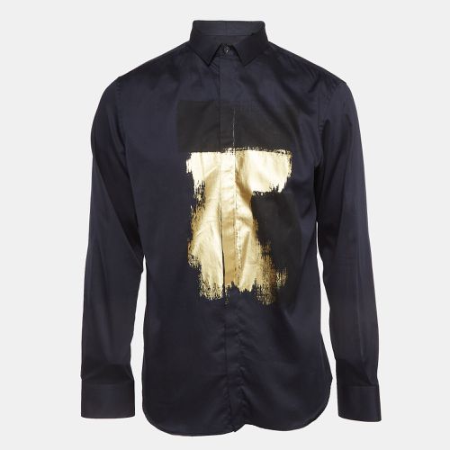 Emporio Armani Blue Metallic Print Cotton Shirt M - Emporio Armani - Modalova