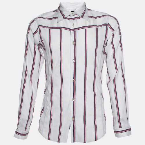 Emporio Armani White Striped Cotton Misura Long Sleeve Shirt S - Emporio Armani - Modalova