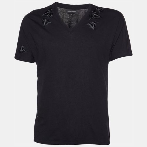 Cotton Patch Detail V-Neck T-Shirt M - Emporio Armani - Modalova