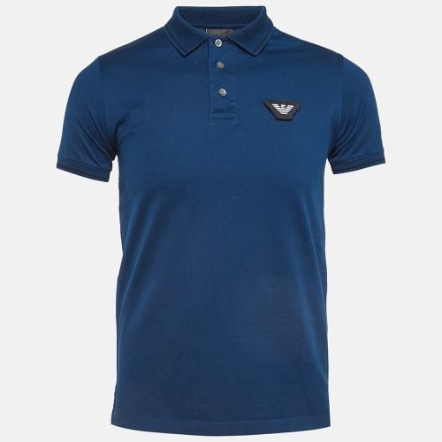 Emporio Armani Blue Cotton Knit Polo Tshirt S - Emporio Armani - Modalova